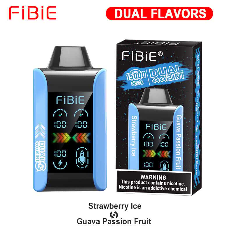 STRAWBERRY ICE & GUAVA PASSION FRUIT - FIBIE 15000 PUFFS Dual Flavors Disposable Vape