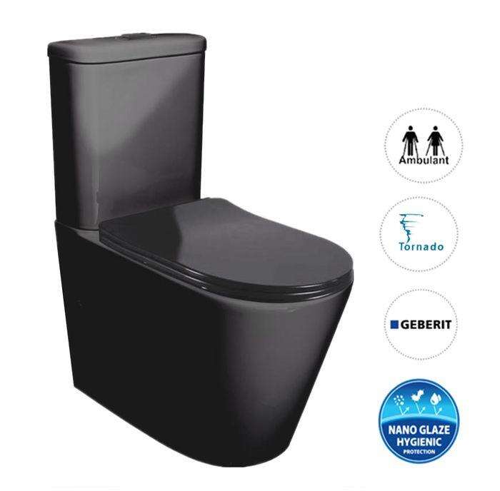 Feanza Tornado Back to Wall Toilet Suite-Matte Black