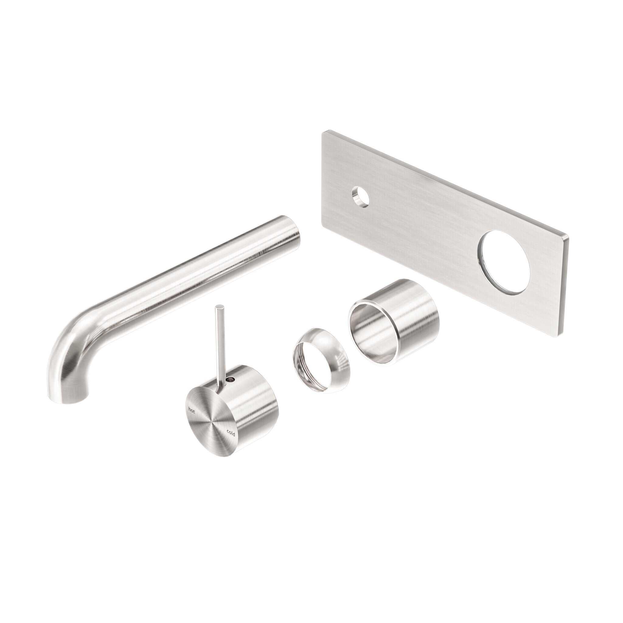 NERO MECCA WALL BASIN/BATH MIXER HANDLE UP 185MM TRIM KITS ONLY BRUSHED NICKEL