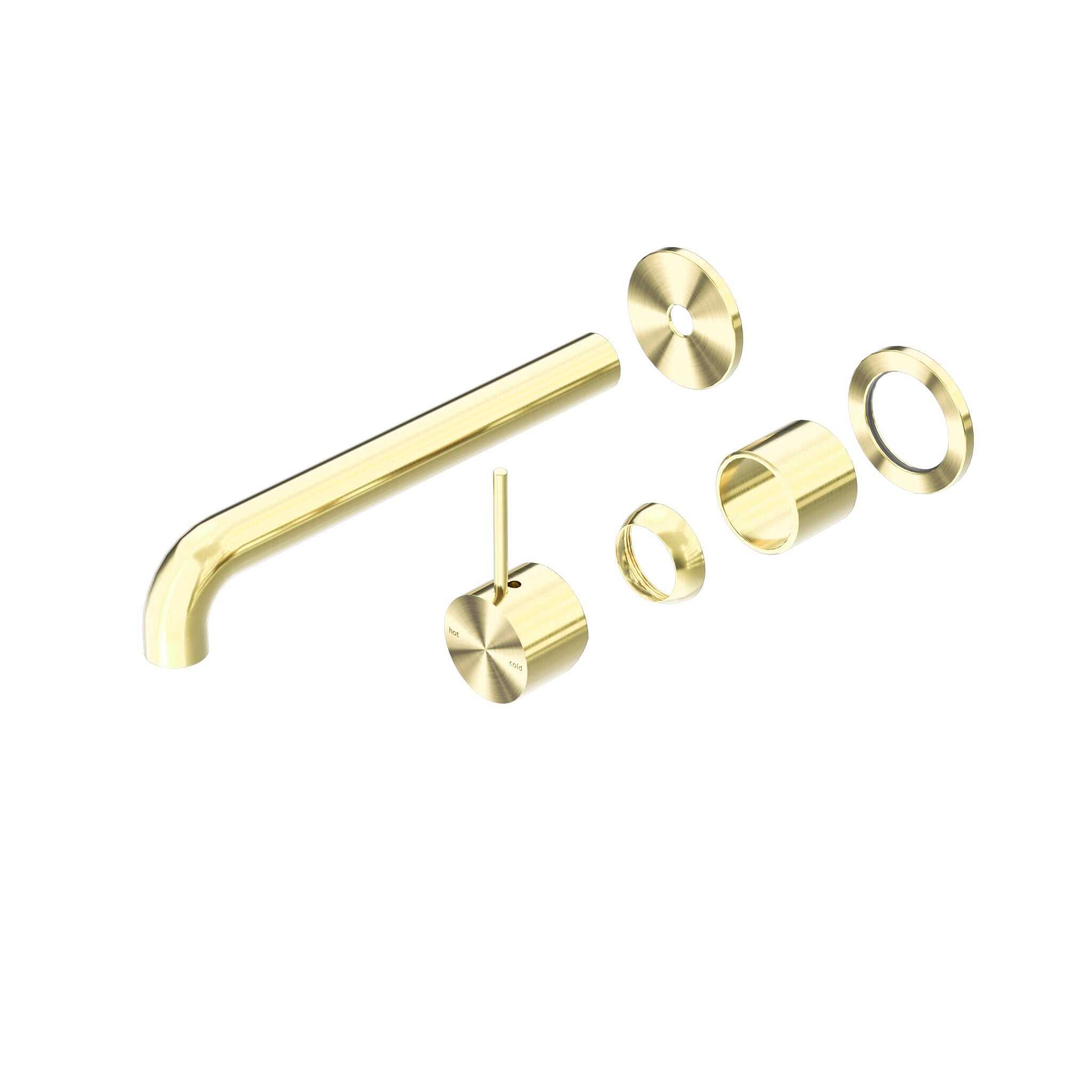 NERO MECCA WALL BASIN/BATH MIXER SEPARATE BACK PLATE HANDLE UP 260MM TRIM KITS ONLY BRUSHED GOLD