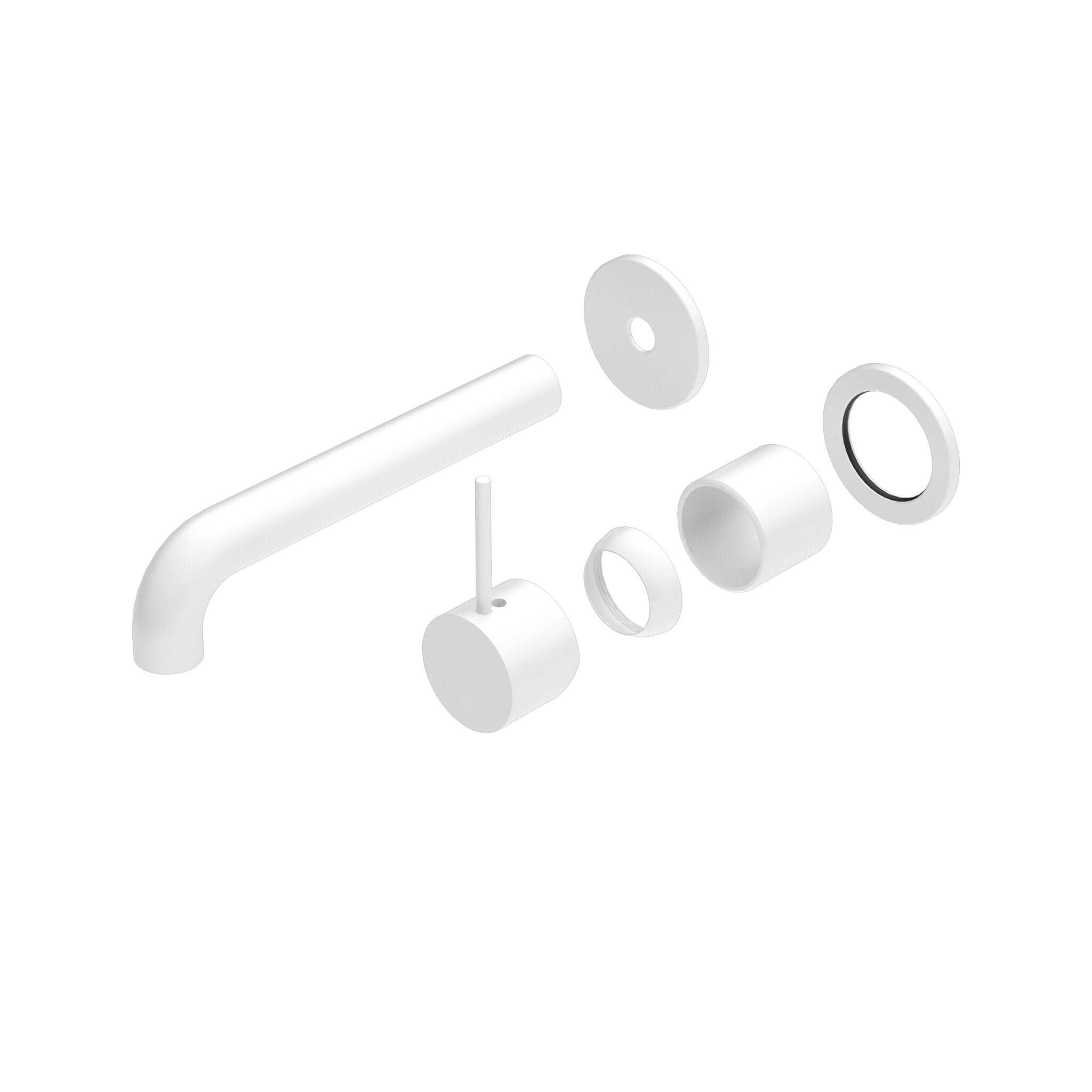 NERO MECCA WALL BASIN/BATH MIXER SEPARETE BACK PLATE HANDLE UP 185MM TRIM KITS ONLY MATTE WHITE