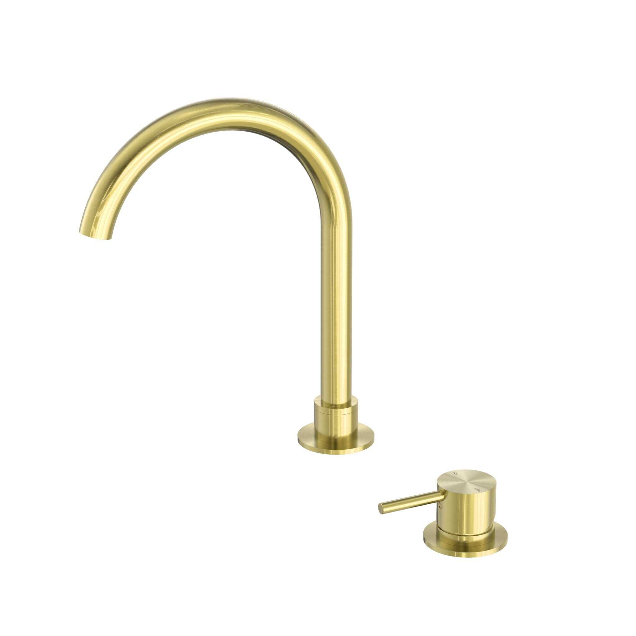 NERO MECCA HOB BASIN MIXER ROUND SWIVEL SPOUT BRUSHED GOLD