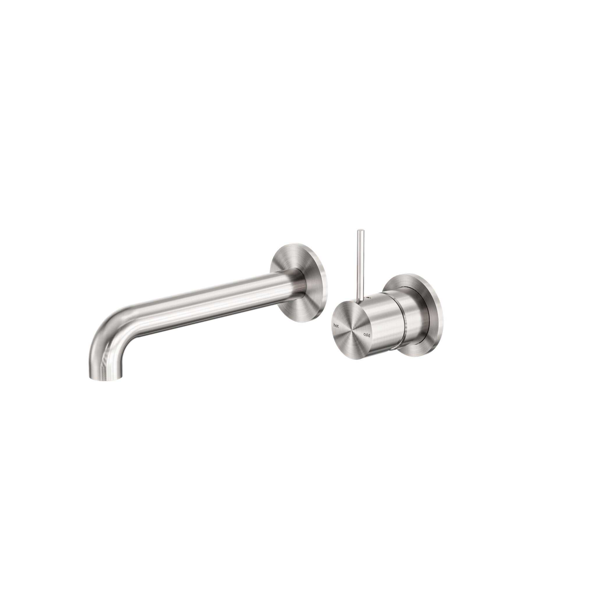 NERO MECCA WALL BASIN/BATH MIXER SEPARETE BACK PLATE HANDLE UP 185MM BRUSHED NICKEL