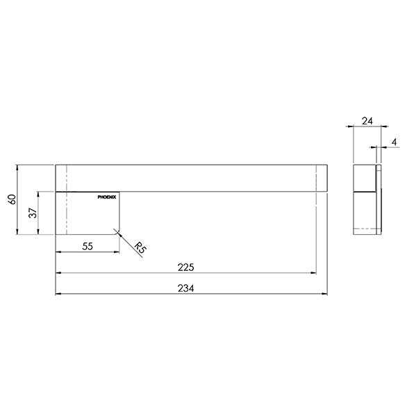 Phoenix Designer Swivel Bath Outlet 230mm Squareline