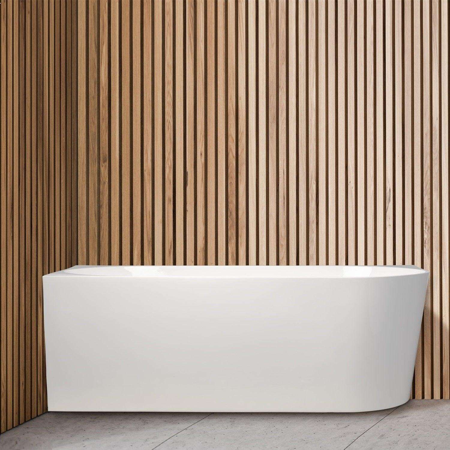 Cassa Design Auris Corner Back to Wall Bathtub-Gloss White