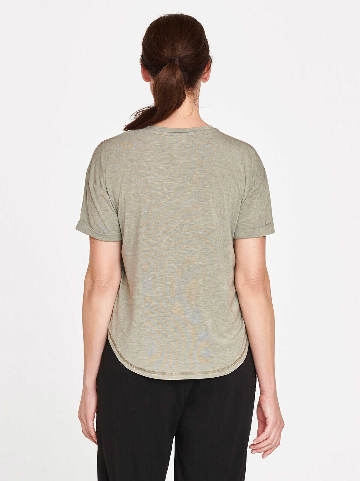 Olive Green V-Neck Short-Sleeved T-Shirt