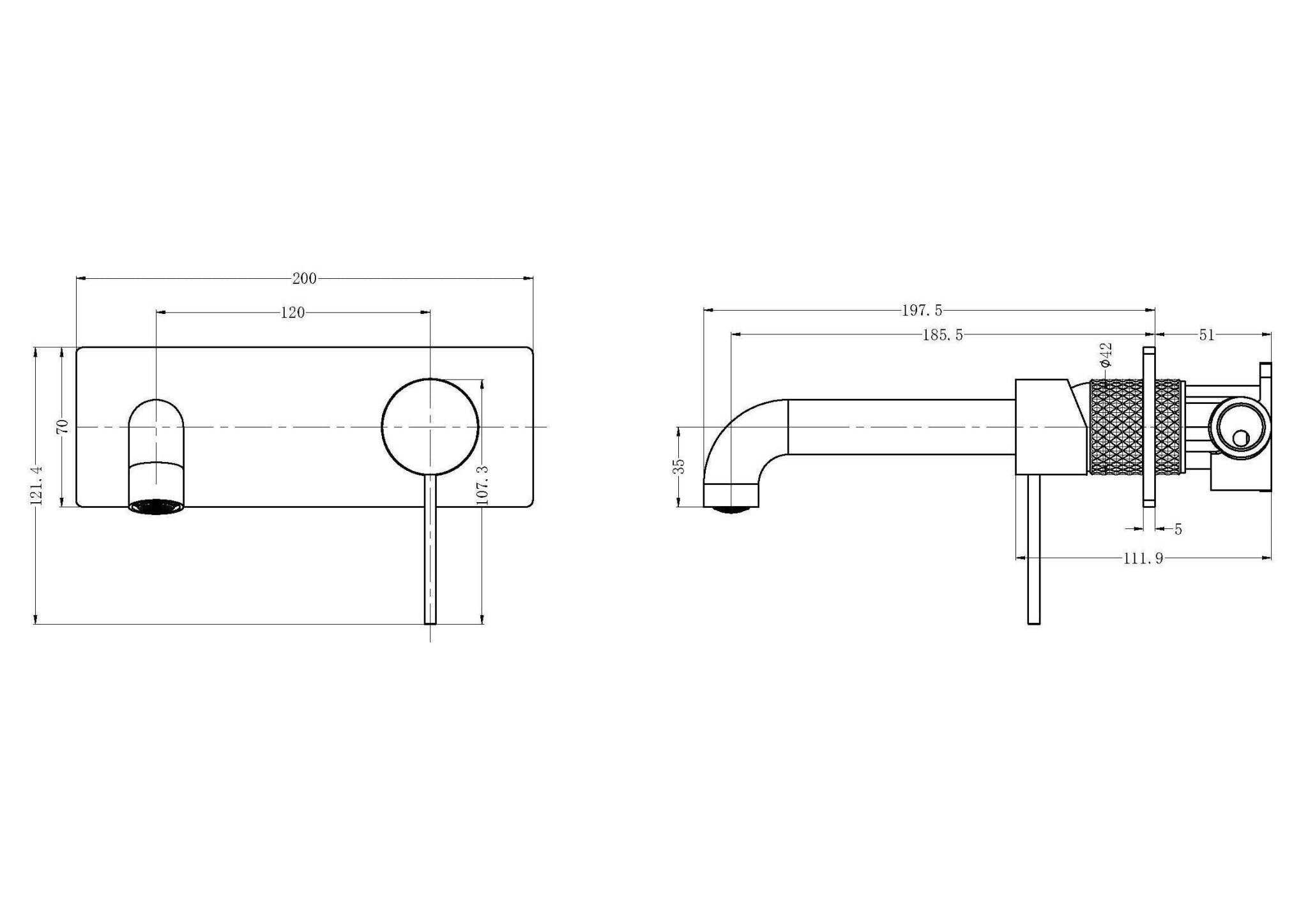 Nero Opal Wall Basin/Bath Mixer