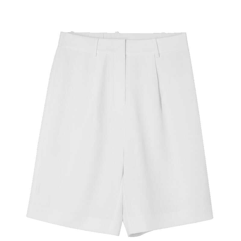 White Triacetate High-Waisted Shorts