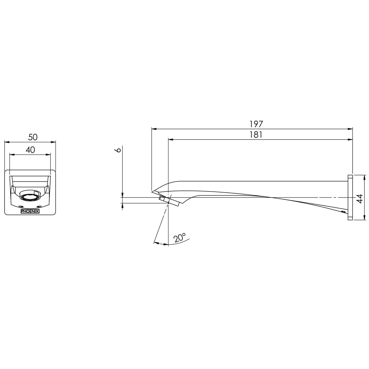 Phoenix Argo Bath Outlet / Basin Outlet 180mm