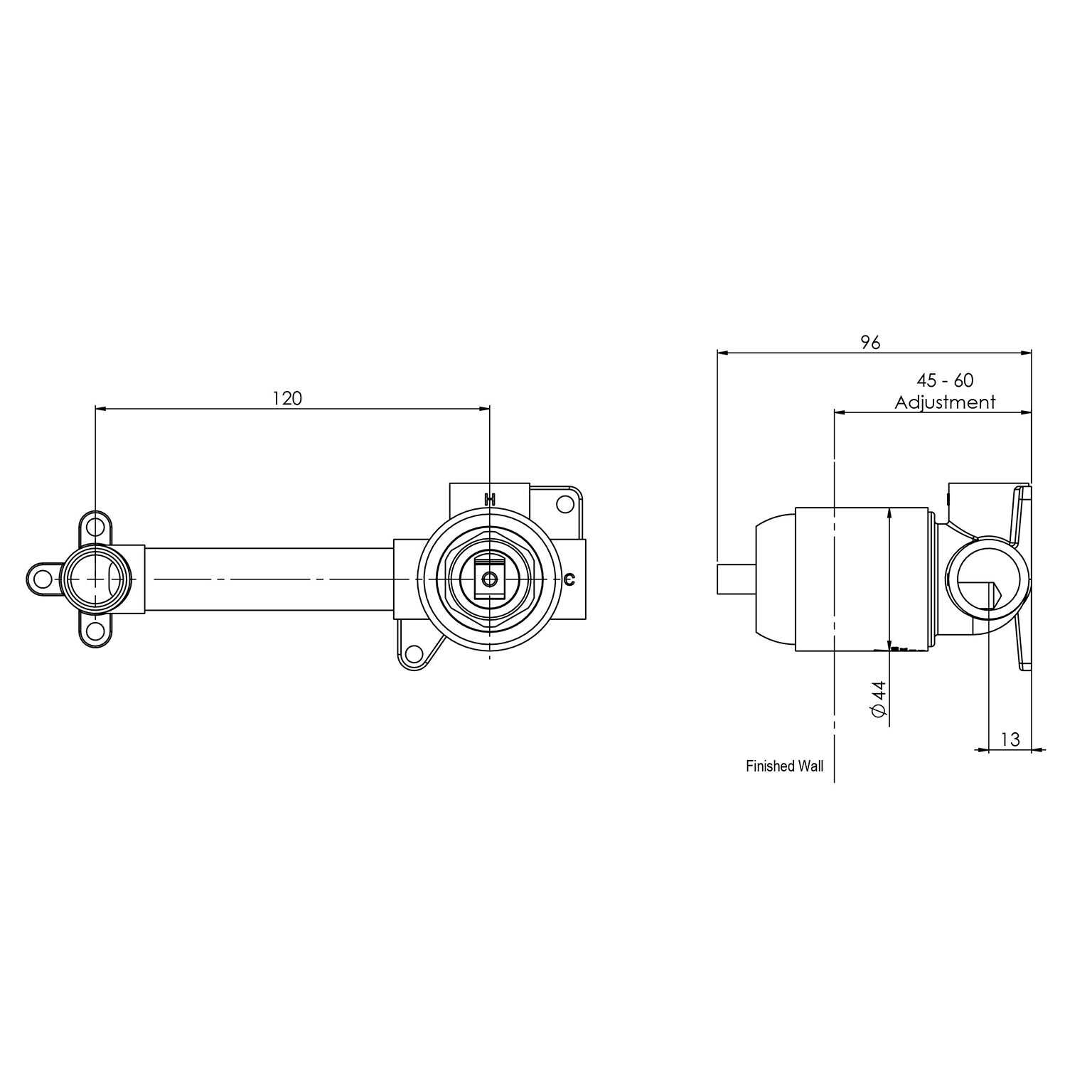 Phoenix Builders Wall Mixer Set Breech Only