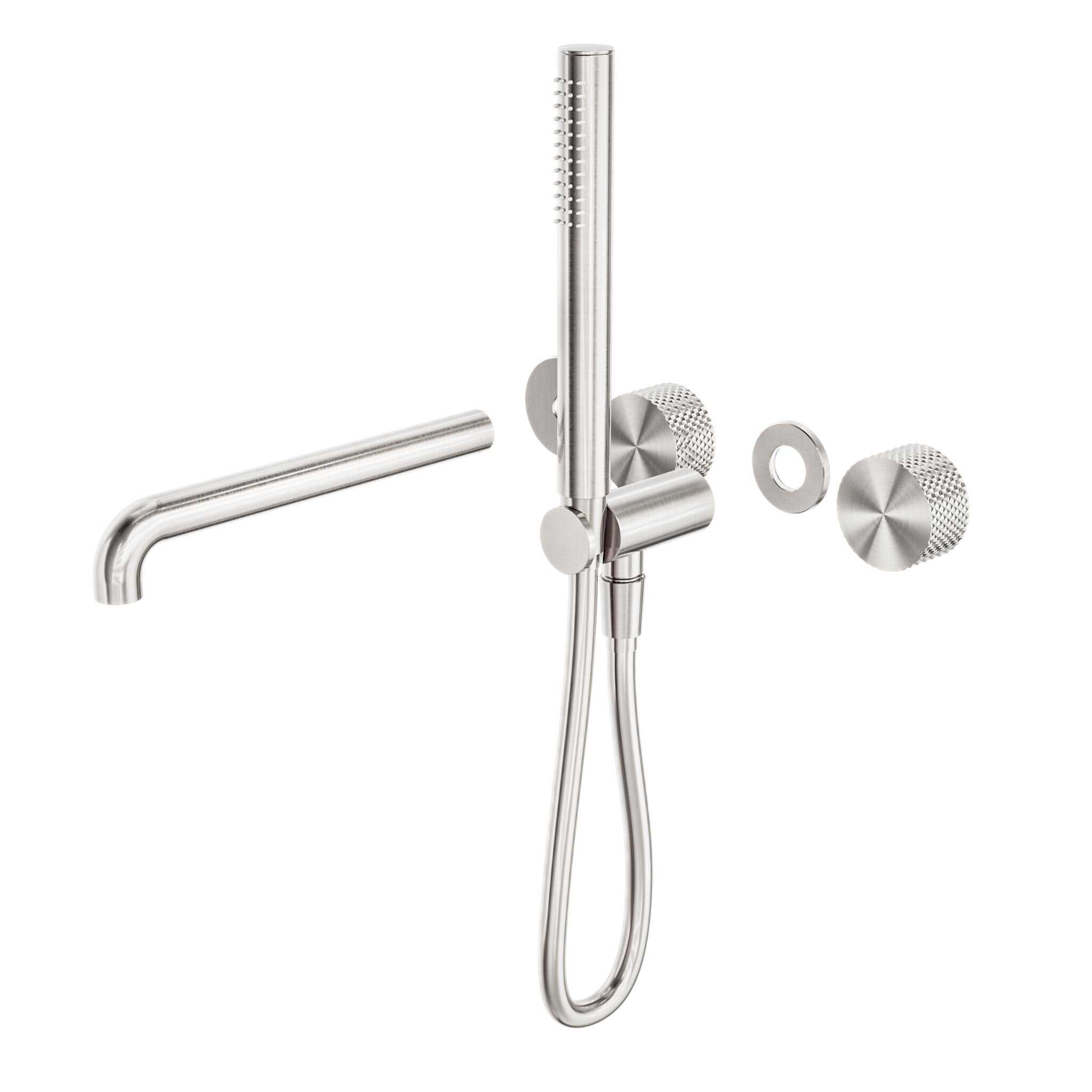 NERO OPAL PROGRESSIVE SHOWER SYSTEM SEPARATE PLATE WITH SPOUT 250MM TRIM KITS ONLY BRUSHED NICKEL