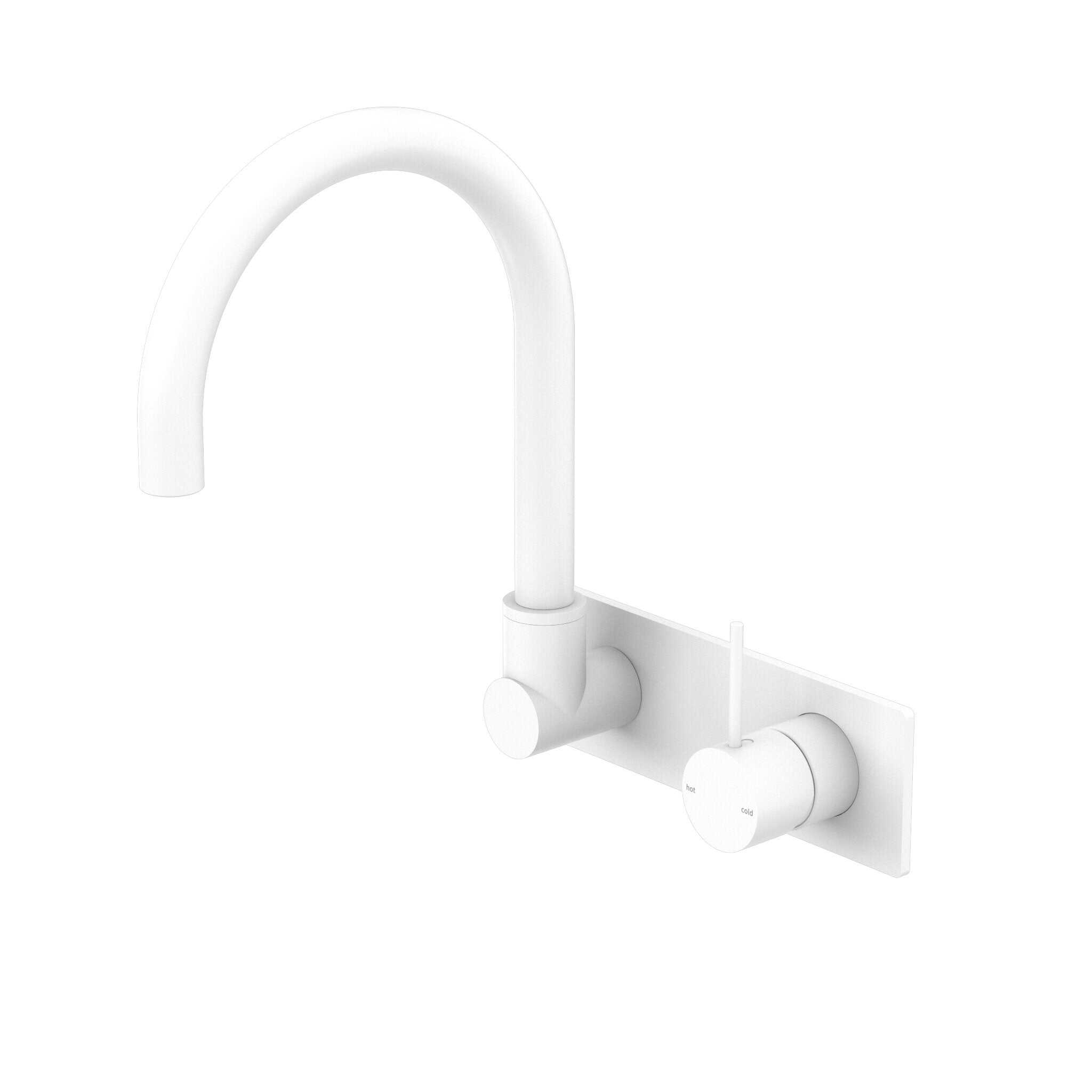 NERO MECCA WALL BASIN/BATH MIXER SWIVEL SPOUT HANDLE UP MATTE WHITE