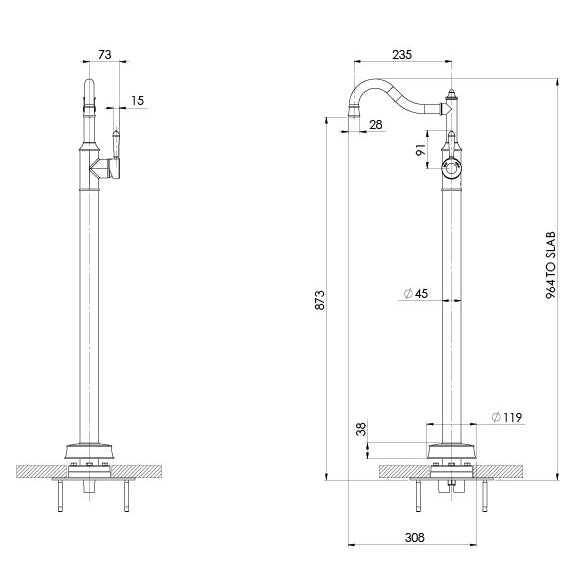 Phoenix Nostalgia Floor Mounted Bath Mixer