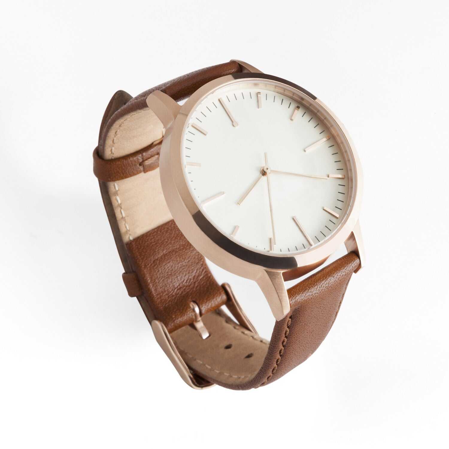 Rose Gold & Tan Watch