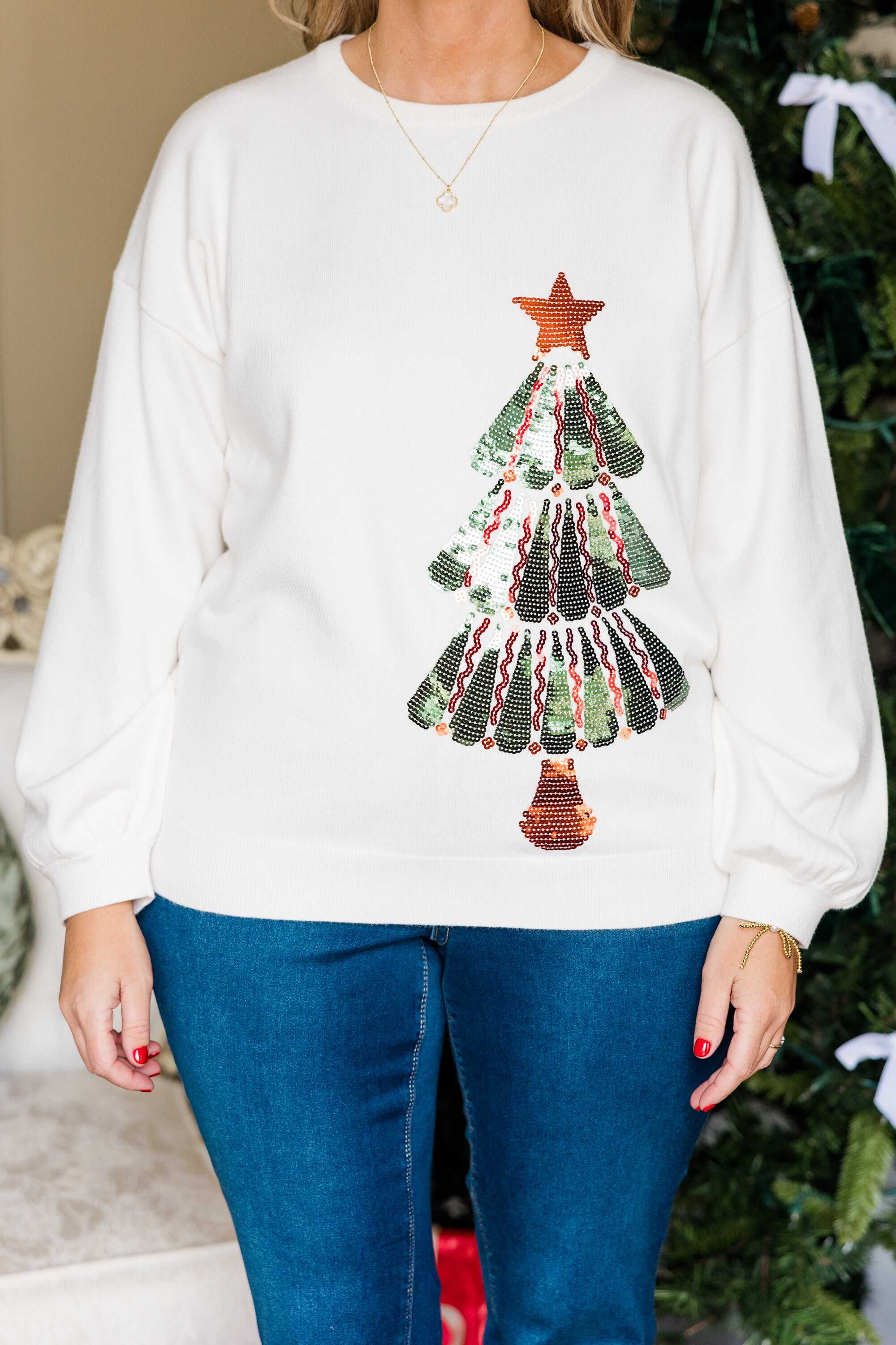 Presents Under The Tree Sweater, Cream