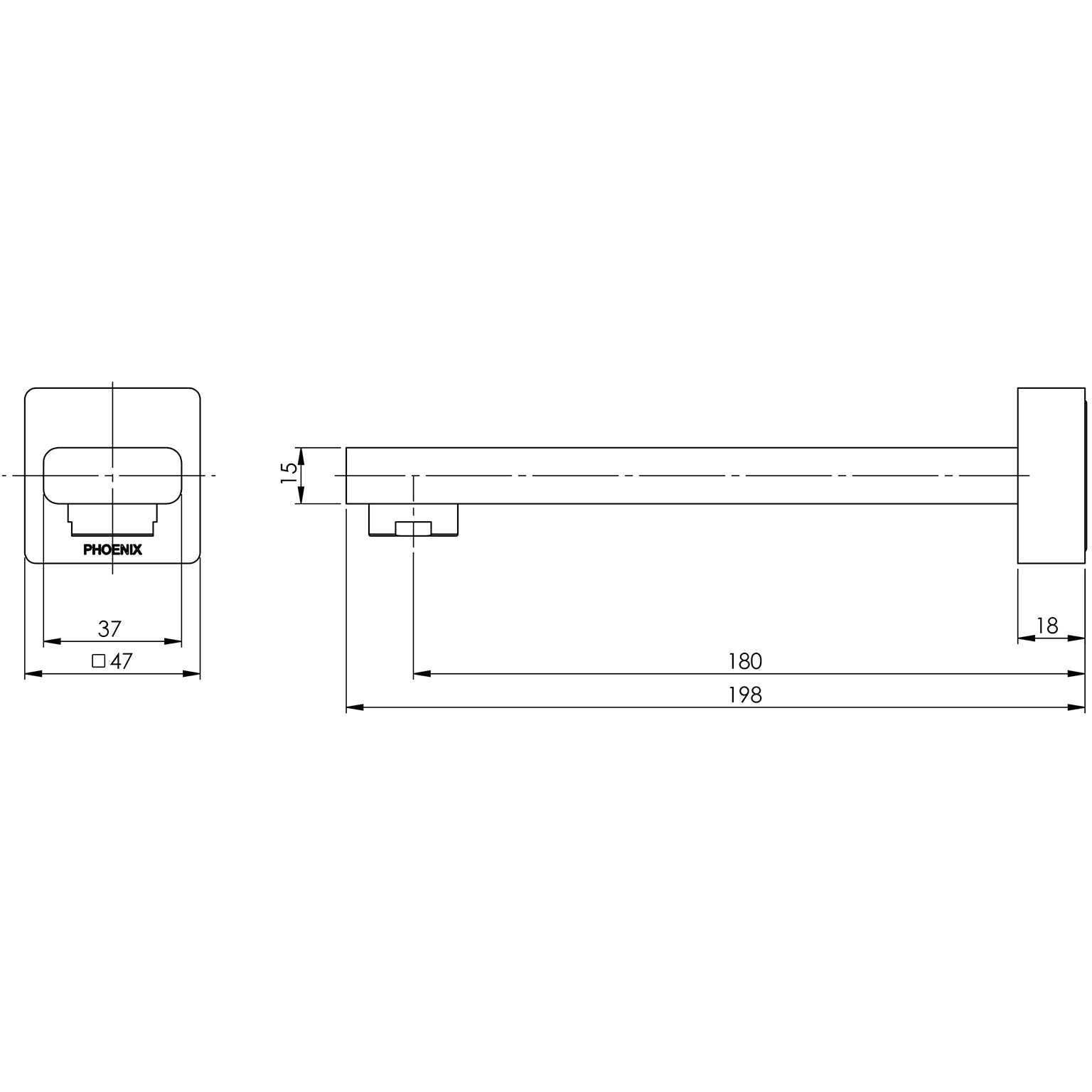 Phoenix Radii Wall Basin/ Bath Outlet 180mm