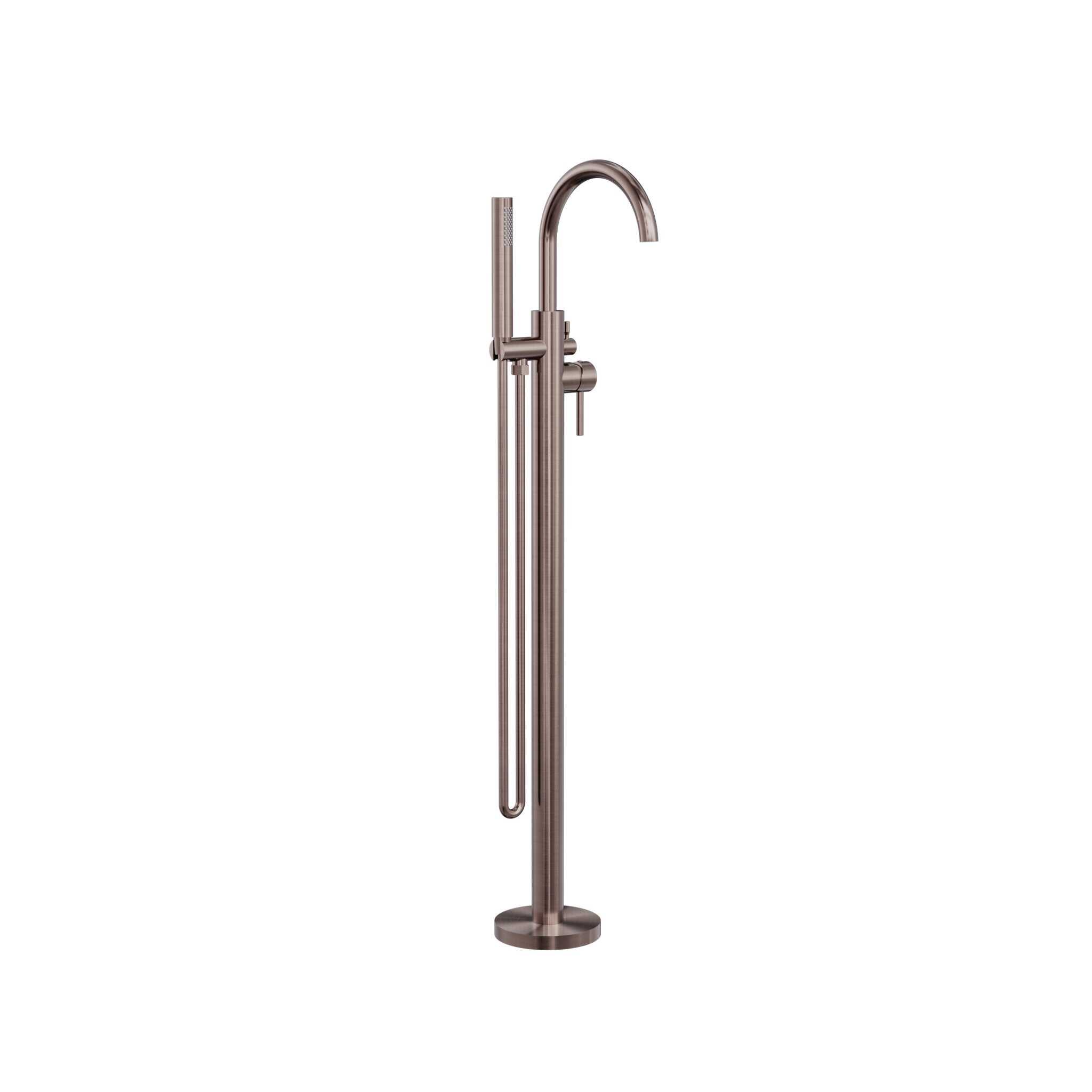 NERO MECCA ROUND FREESTANDING MIXER WITH HAND SHOWER BRUSHED BRONZE