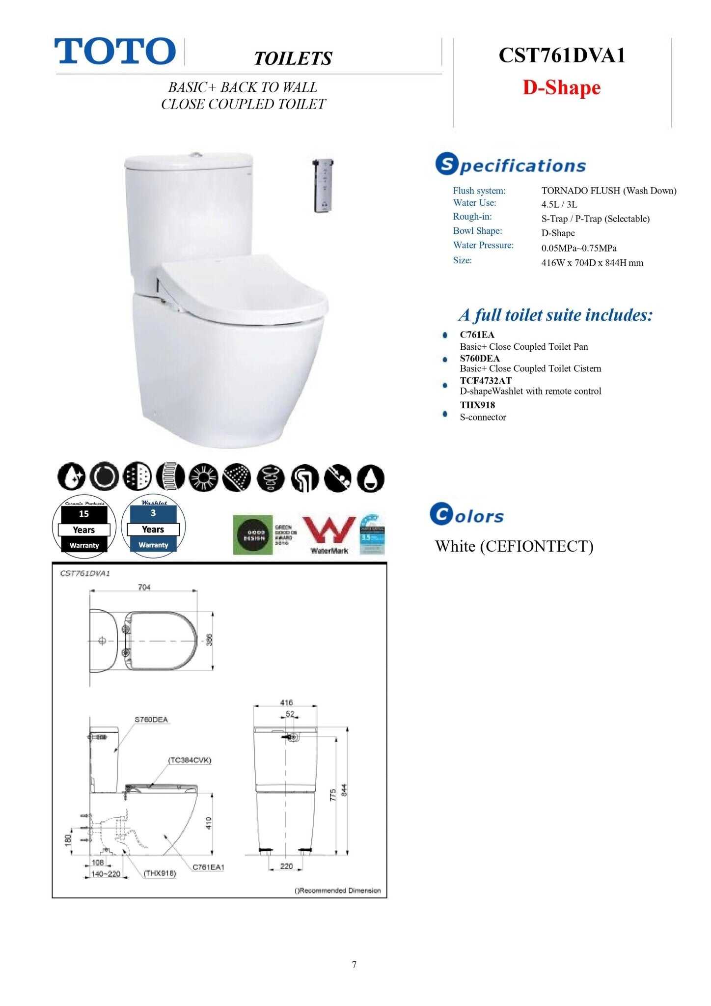 TOTO Basic+  Auto Washlet Bidet Toilet Suite