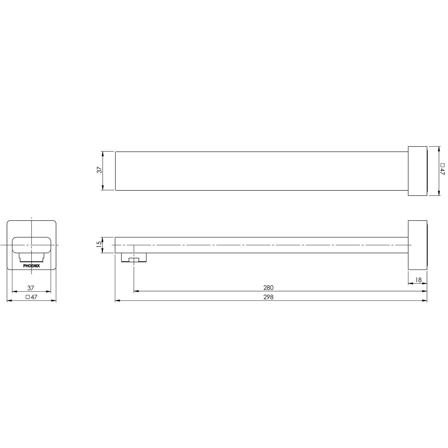 Phoenix Radii Wall Bath Outlet 280mm