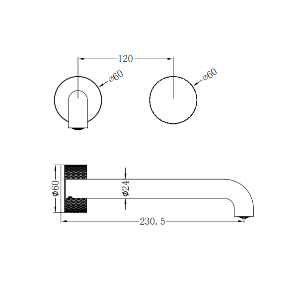 NERO OPAL PROGRESSIVE WALL BASIN/BATH SET 230MM GRAPHITE