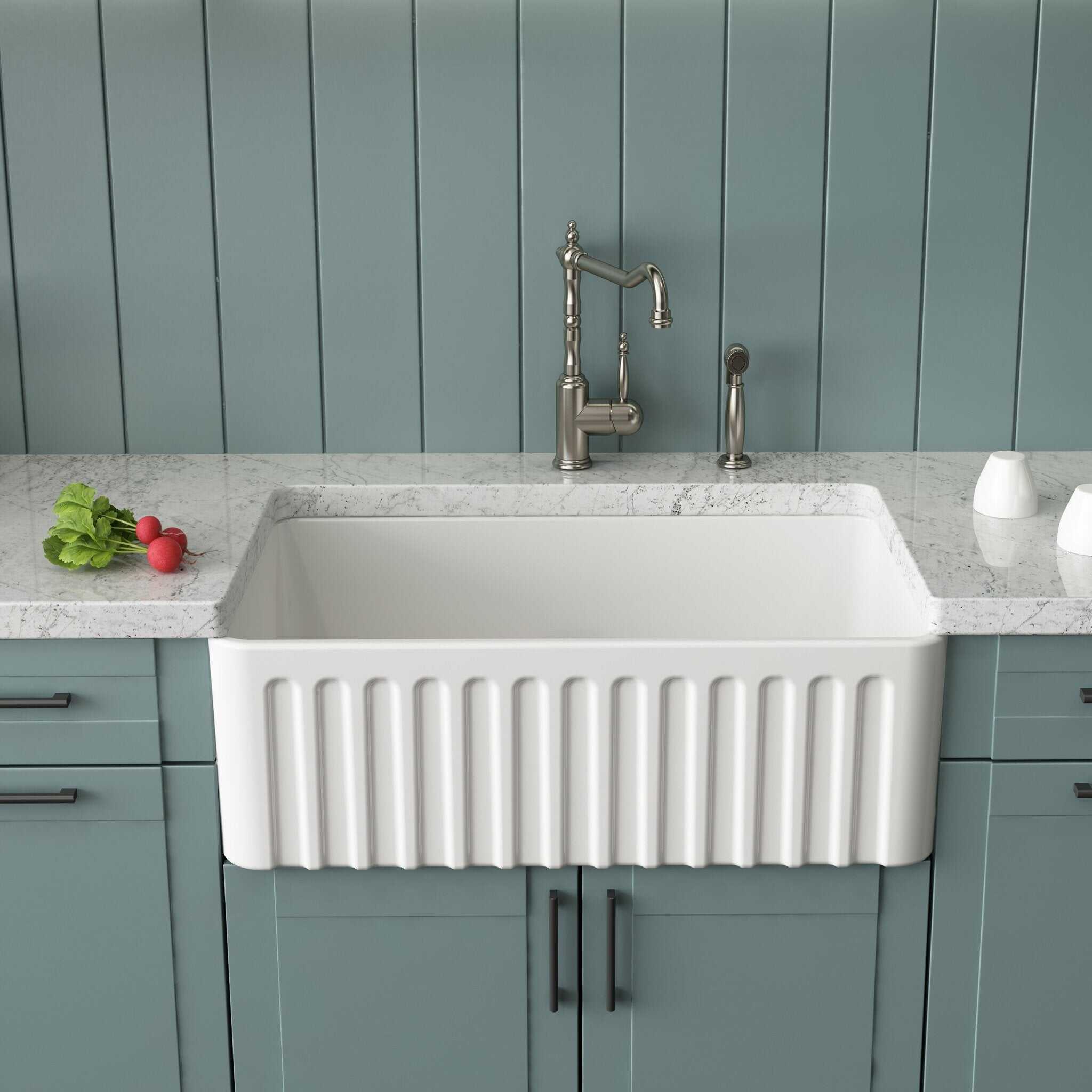 Turner Hastings Novi 75 x 46 Fine Fireclay Butler Sink- Gloss White