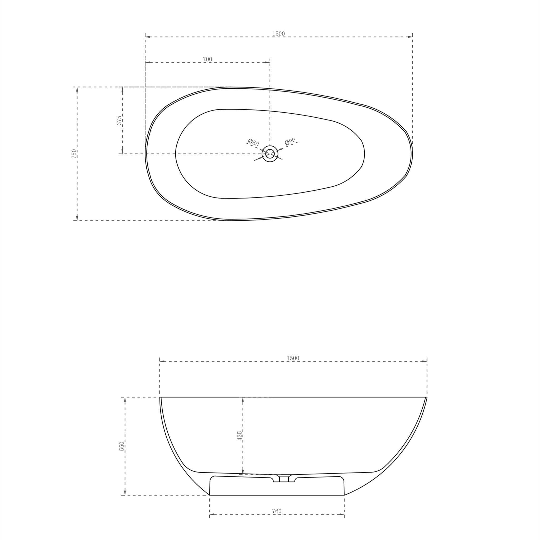 Milano Lyric Solid Surface Stone Bathtub