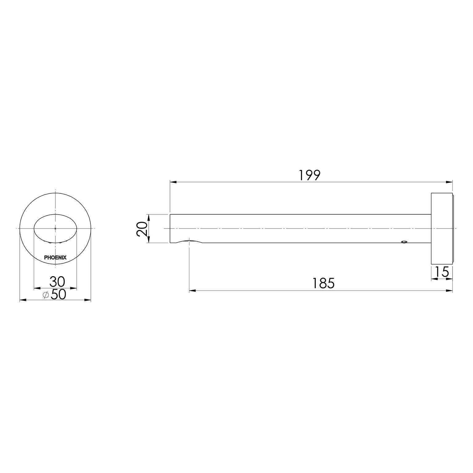 Phoenix Vivid Slimline Oval Wall Basin/Bath Outlet 180mm