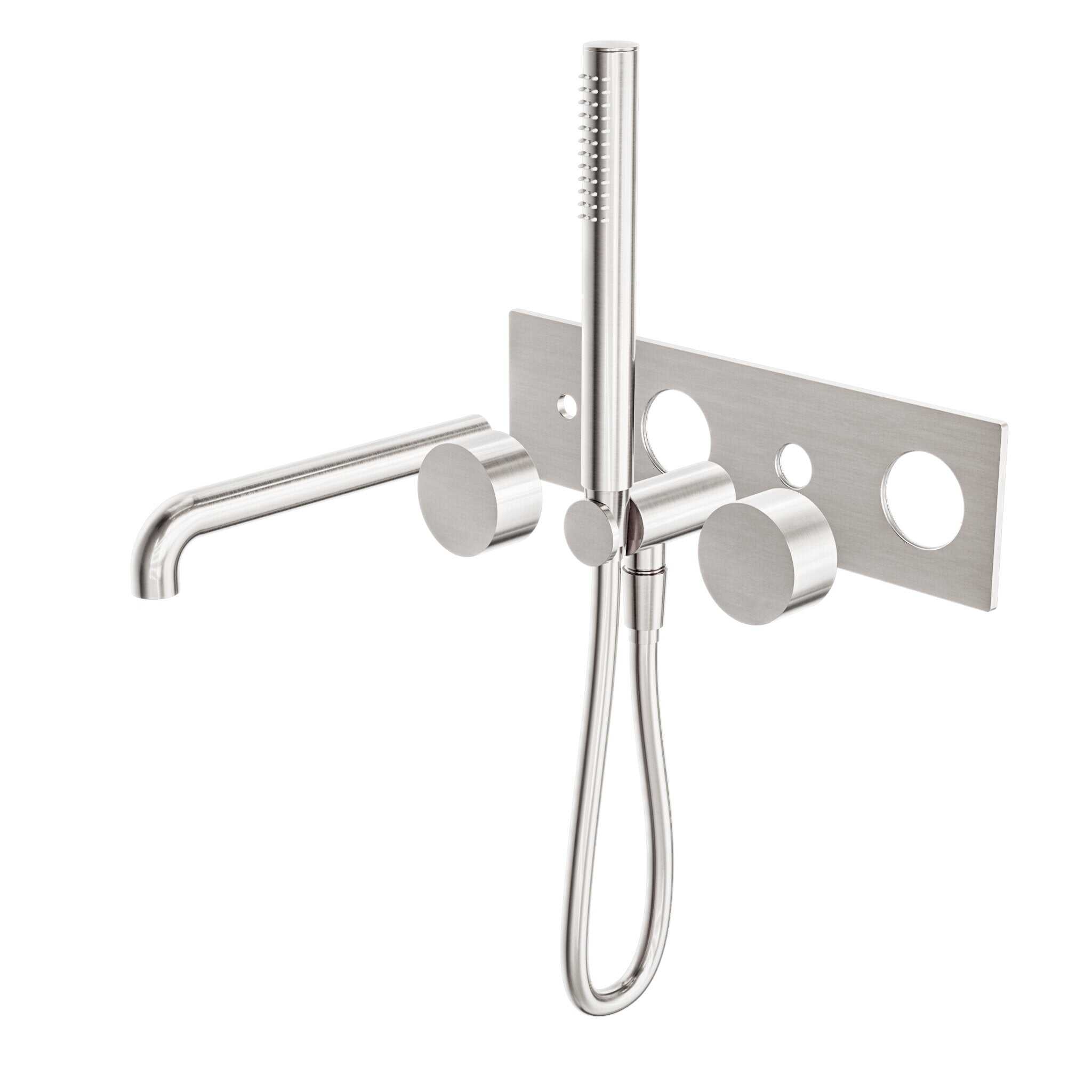 NERO KARA PROGRESSIVE SHOWER SYSTEM WITH SPOUT 230MM TRIM KITS ONLY BRUSHED NICKEL