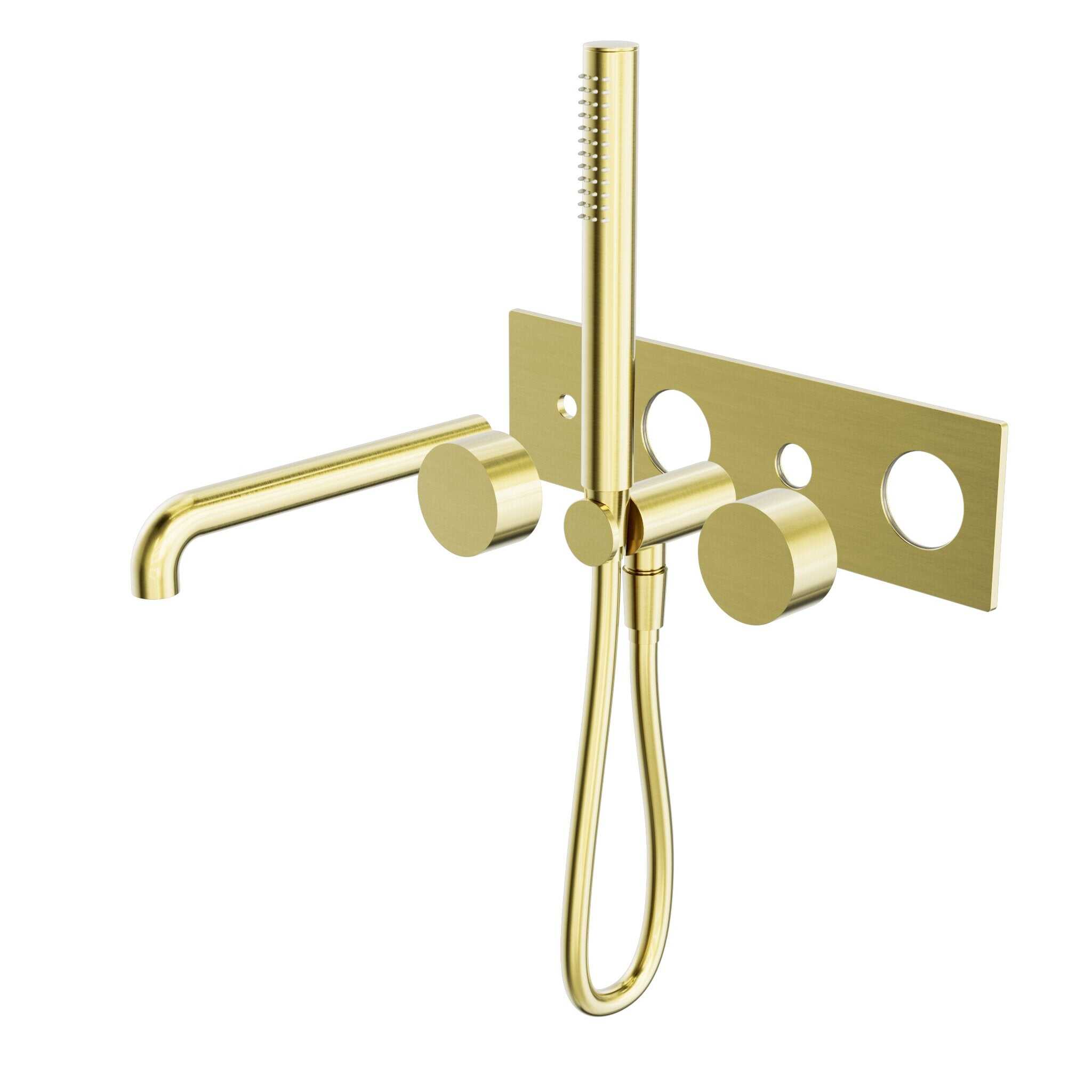 NERO KARA PROGRESSIVE SHOWER SYSTEM WITH SPOUT 230MM TRIM KITS ONLY BRUSHED GOLD