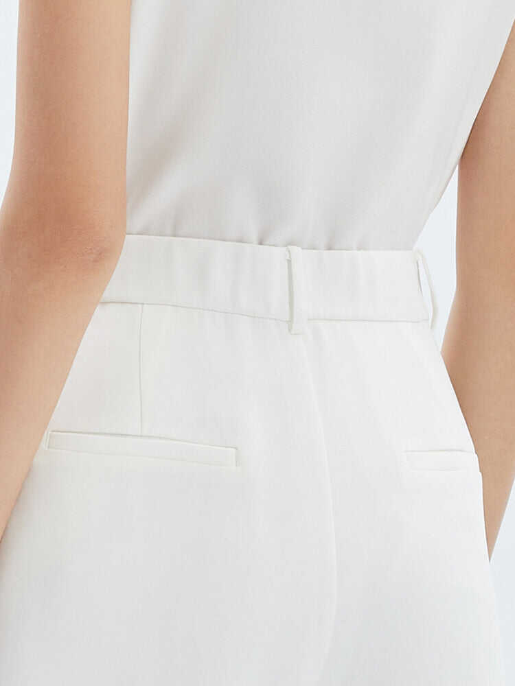 White Triacetate High-Waisted Shorts