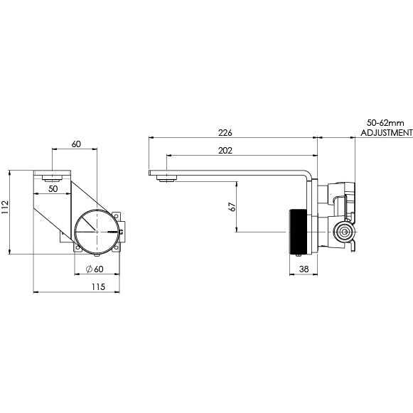 Phoenix Axia Wall Basin/ Bath Mixer Set 200mm