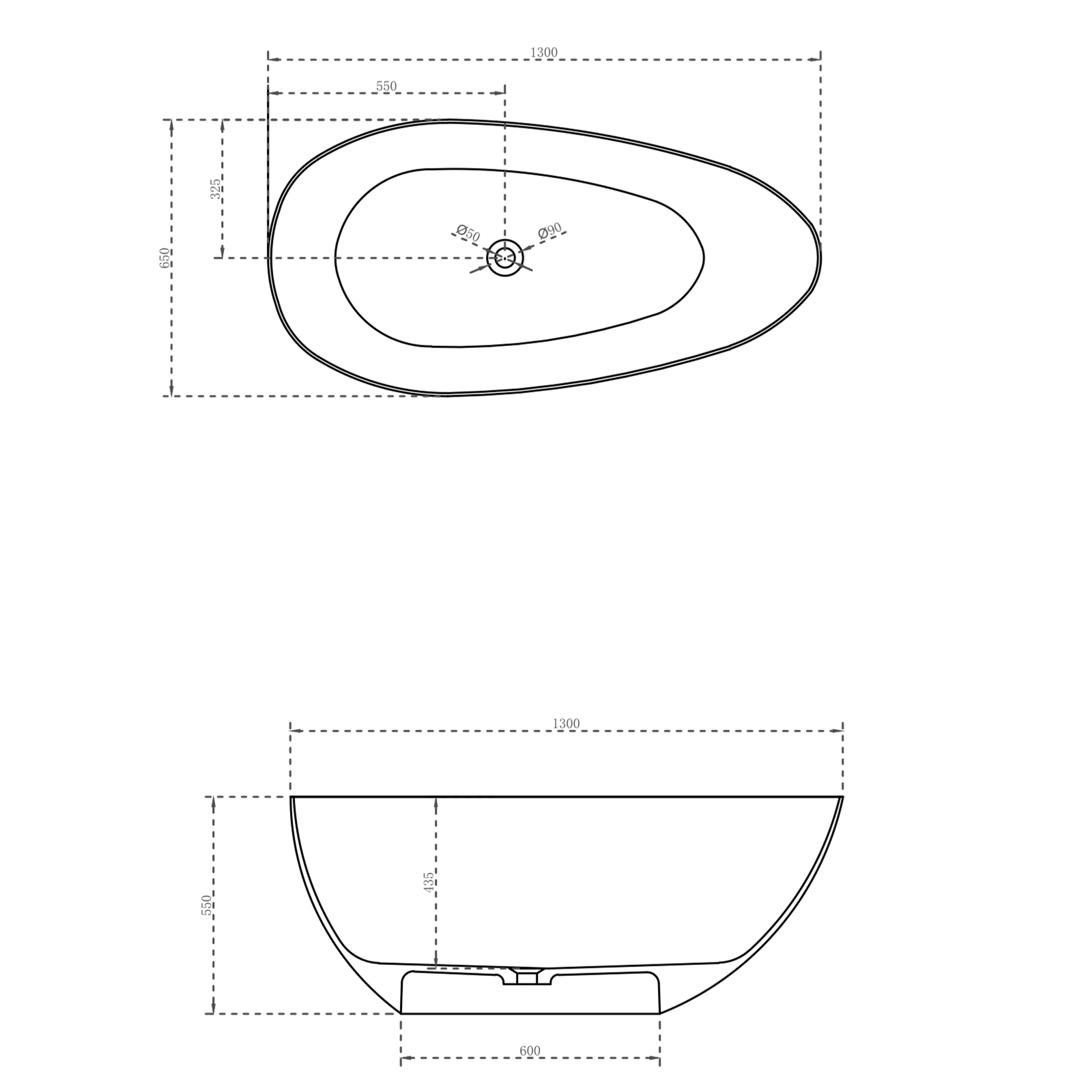 Milano Lyric Solid Surface Stone Bathtub