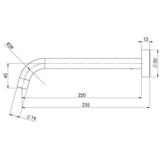 Phoenix Vivid Slimline Wall Basin/ Bath Outlet 230mm Curved