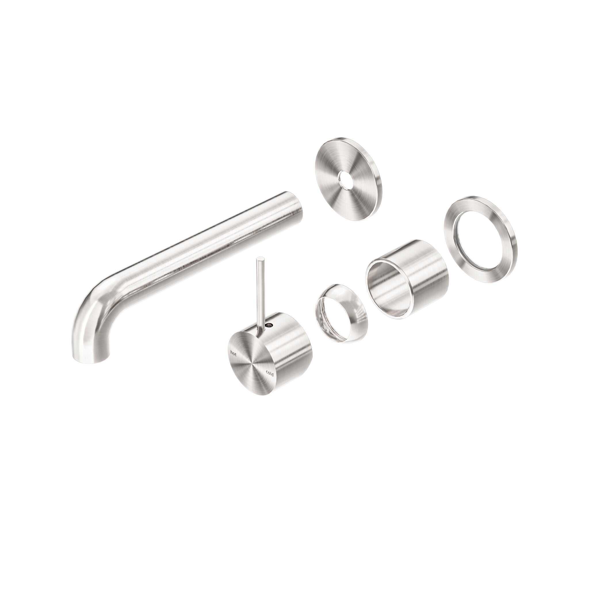 NERO MECCA WALL BASIN/BATH MIXER SEPARETE BACK PLATE HANDLE UP 185MM TRIM KITS ONLY BRUSHED NICKEL