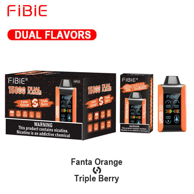 FANTA ORANGE & TRIPLE BERRY - FIBIE 15000 PUFFS Dual Flavors Disposable Vape