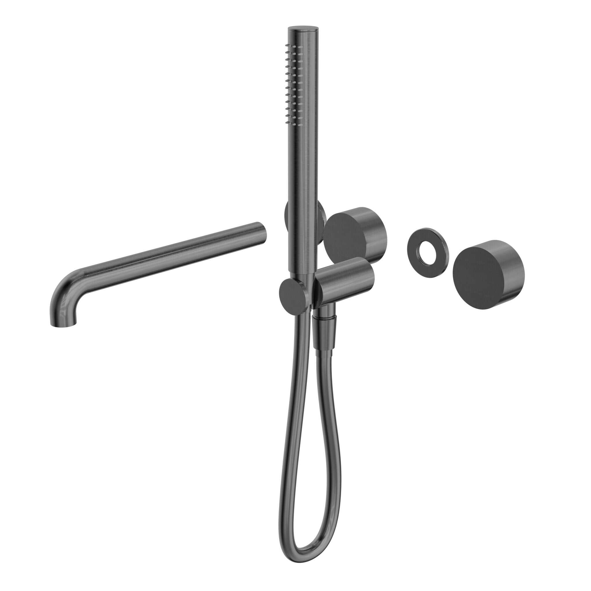 NERO KARA PROGRESSIVE SHOWER SYSTEM SEPARATE PLATE WITH SPOUT 250MM TRIM KITS ONLY GUN METAL