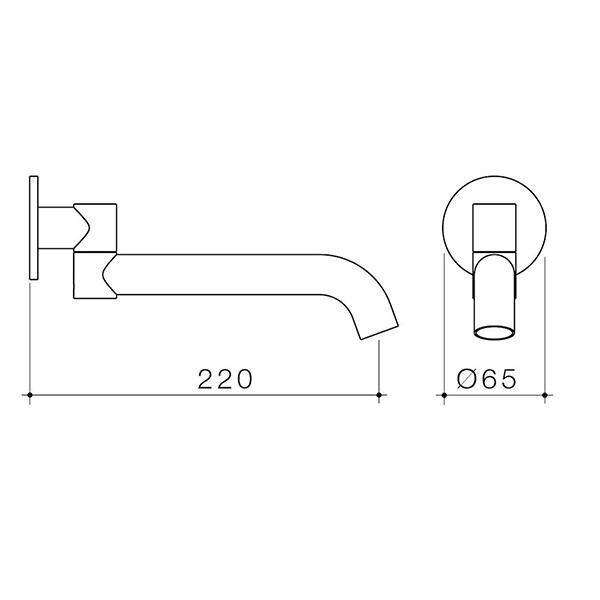 Caroma Liano II 220mm Wall Basin/Bath Swivel Outlet