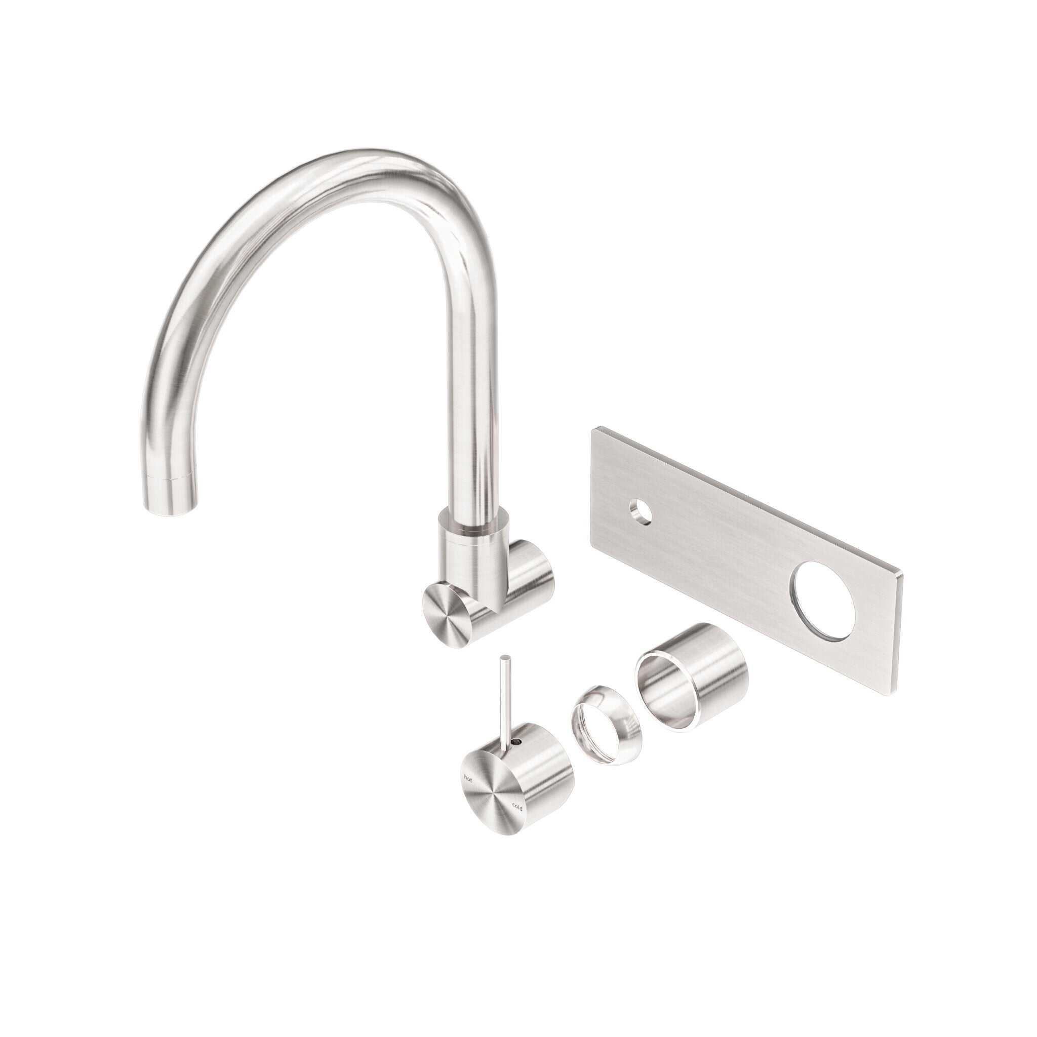 NERO MECCA WALL BASIN/BATH MIXER SWIVEL SPOUT HANDLE UP TRIM KITS ONLY BRUSHED NICKEL