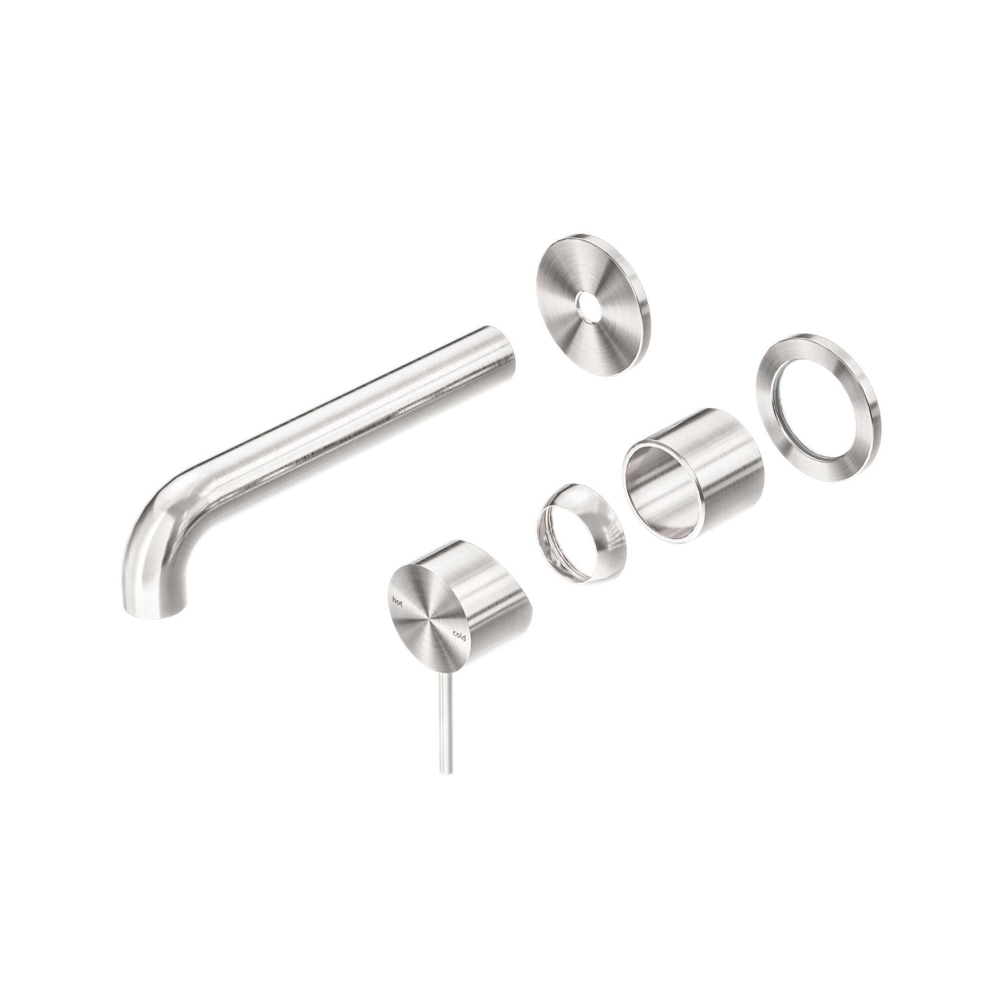 NERO MECCA WALL BASIN/BATH MIXER SEPARETE BACK PLATE 185MM TRIM KITS ONLY BRUSHED NICKEL