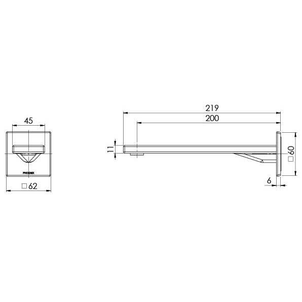 Phoenix Zimi Wall Basin / Bath Outlet 200mm