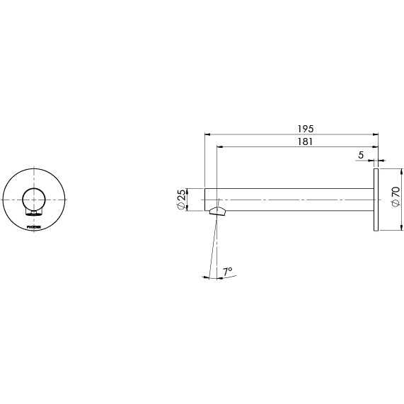 Phoenix Vivid Slimline SS 316 Wall Basin / Bath Outlet 180mm