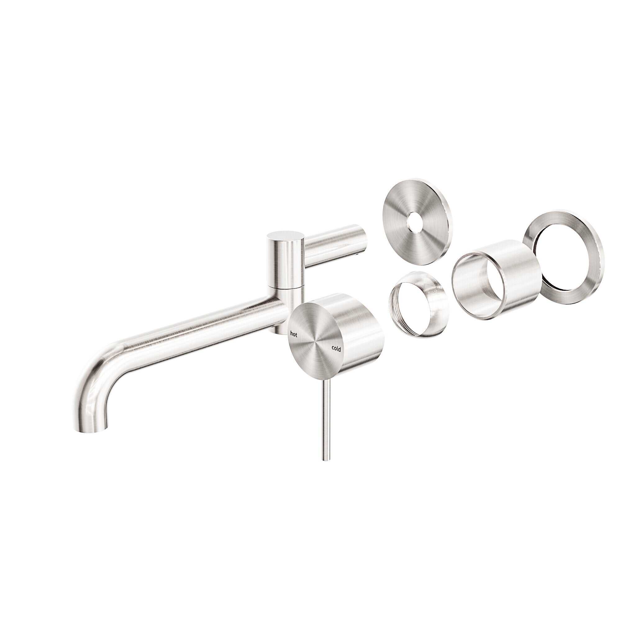 NERO MECCA WALL BASIN/BATH MIXER SWIVEL SPOUT 225MM TRIM KITS ONLY BRUSHED NICKEL