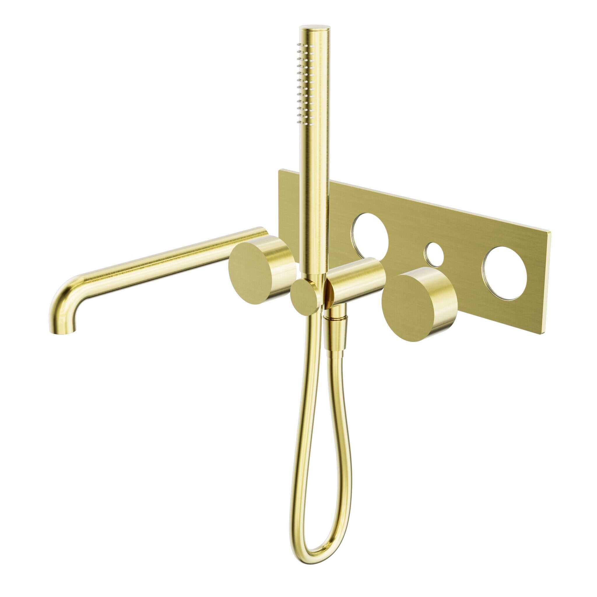 NERO KARA PROGRESSIVE SHOWER SYSTEM WITH SPOUT 250MM TRIM KITS ONLY BRUSHED GOLD