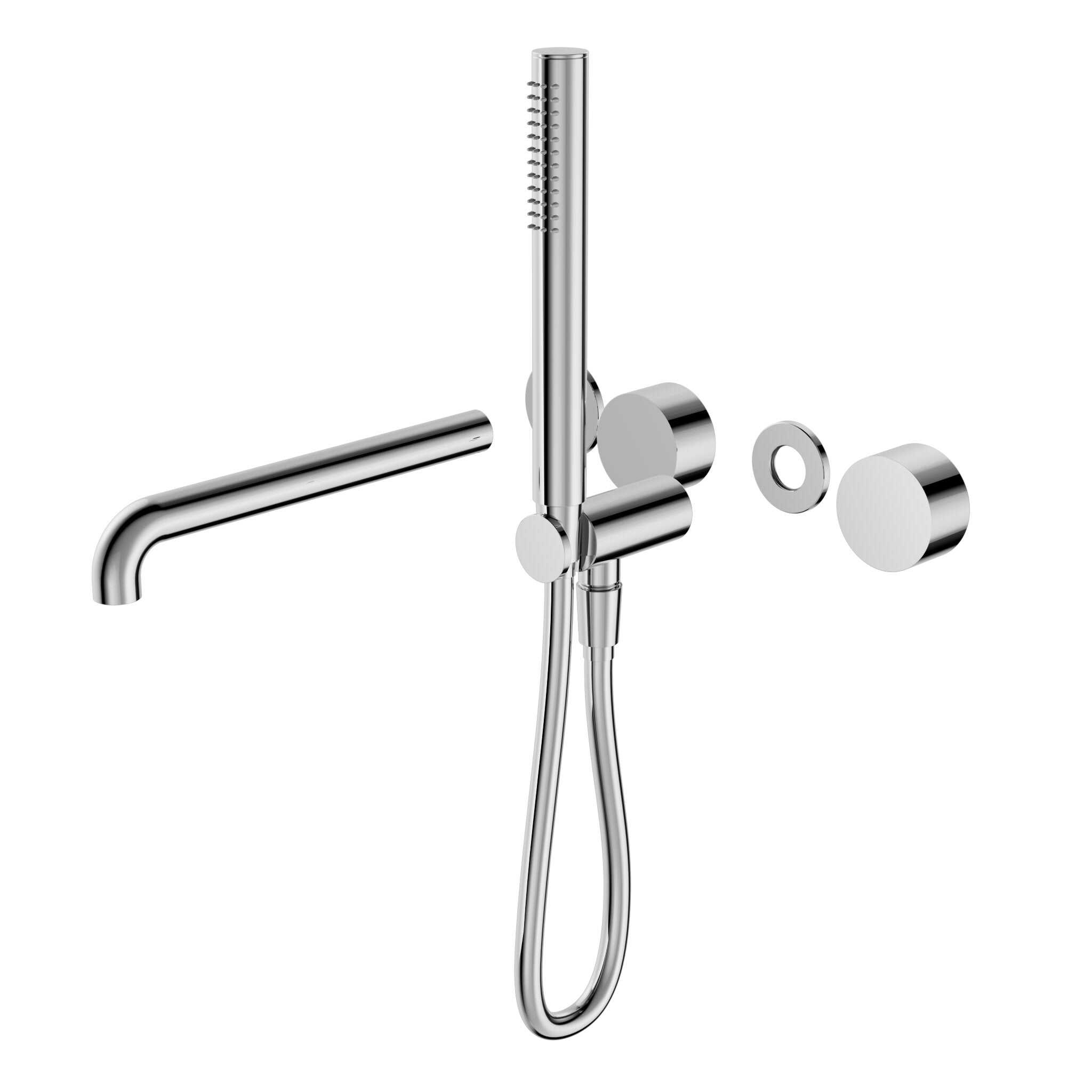 NERO KARA PROGRESSIVE SHOWER SYSTEM SEPARATE PLATE WITH SPOUT 250MM TRIM KITS ONLY CHROME