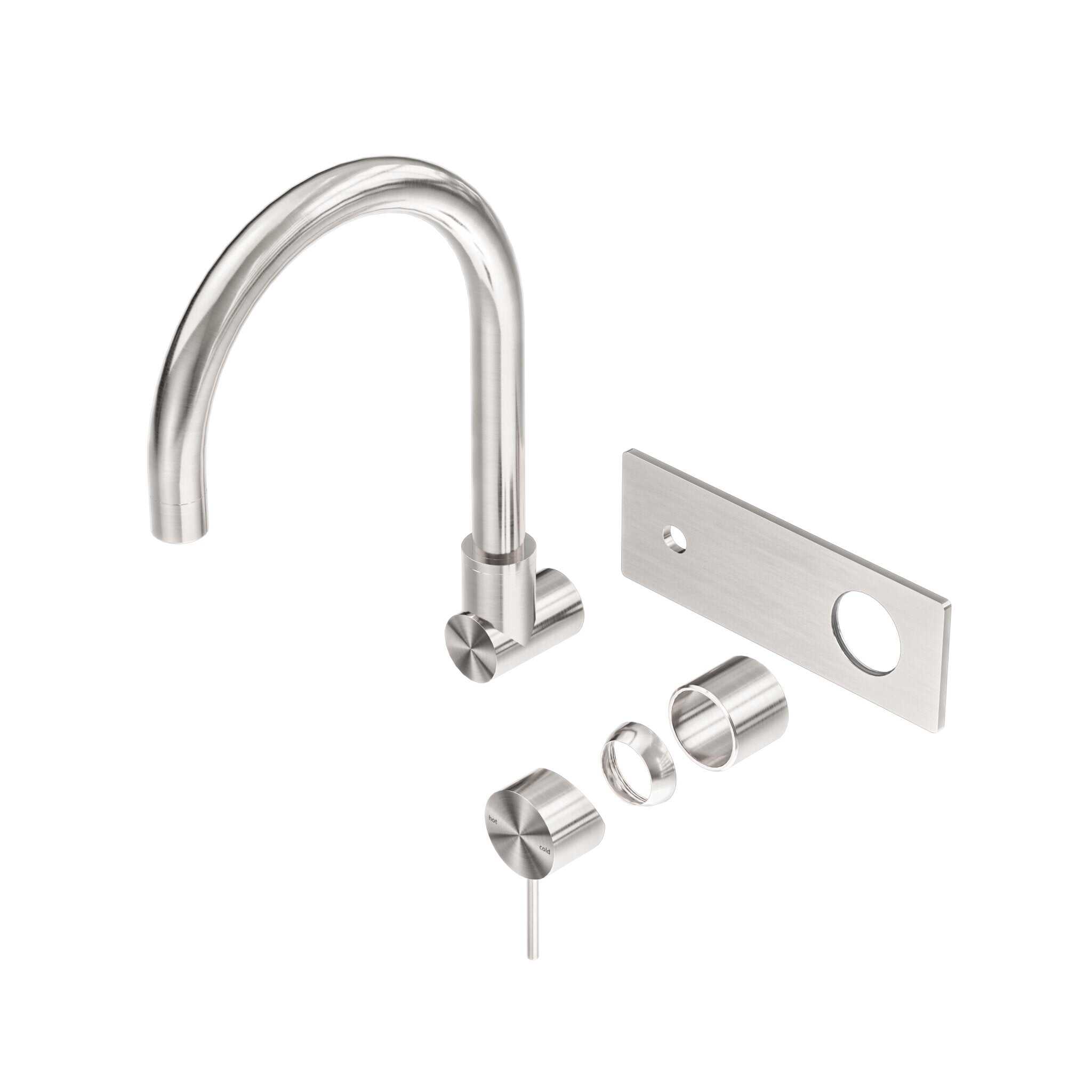 NERO MECCA WALL BASIN/BATH MIXER SWIVEL SPOUT TRIM KITS ONLY BRUSHED NICKEL