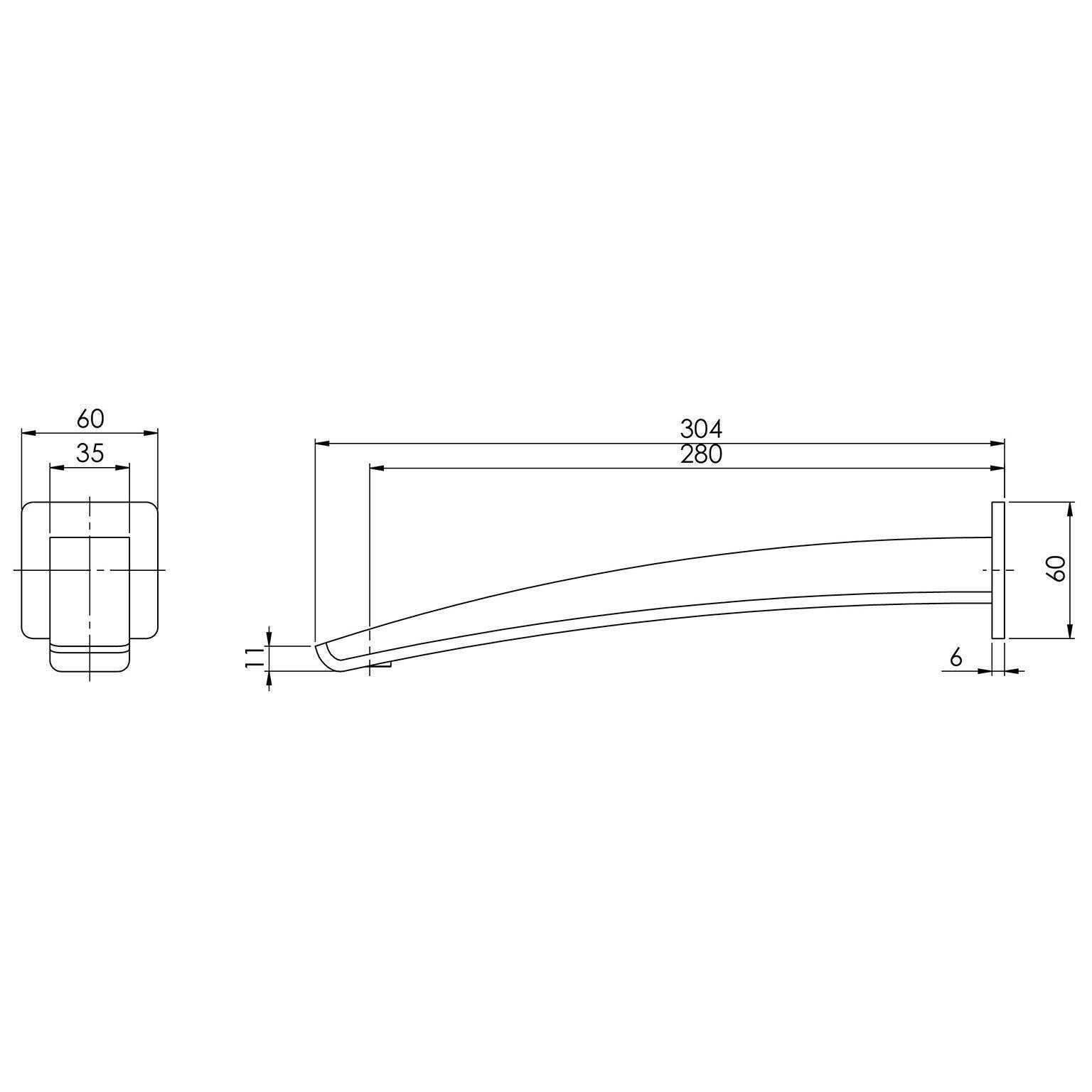 Phoenix Rush Wall Bath Outlet 280mm