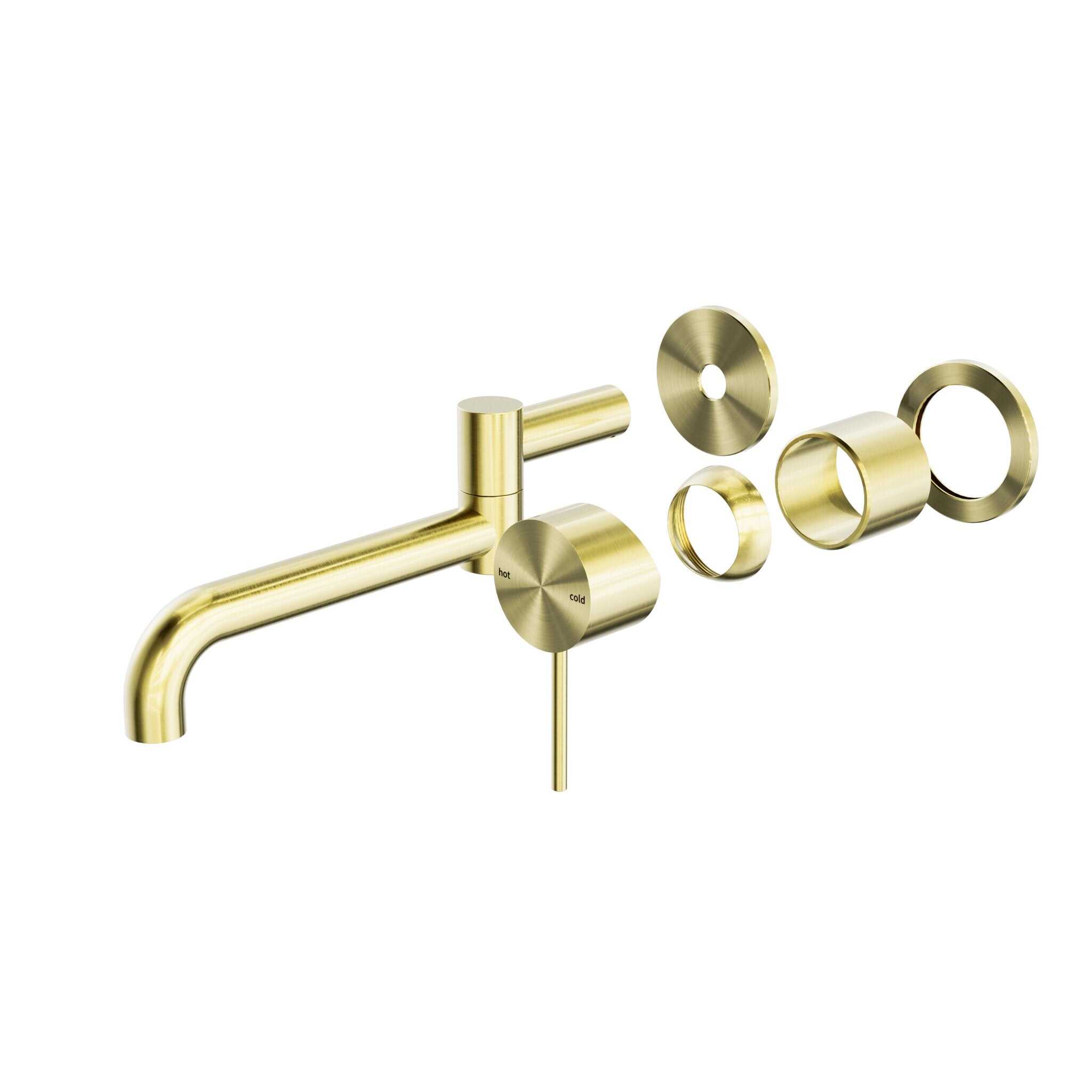 NERO MECCA WALL BASIN/BATH MIXER SWIVEL SPOUT 225MM TRIM KITS ONLY BRUSHED GOLD