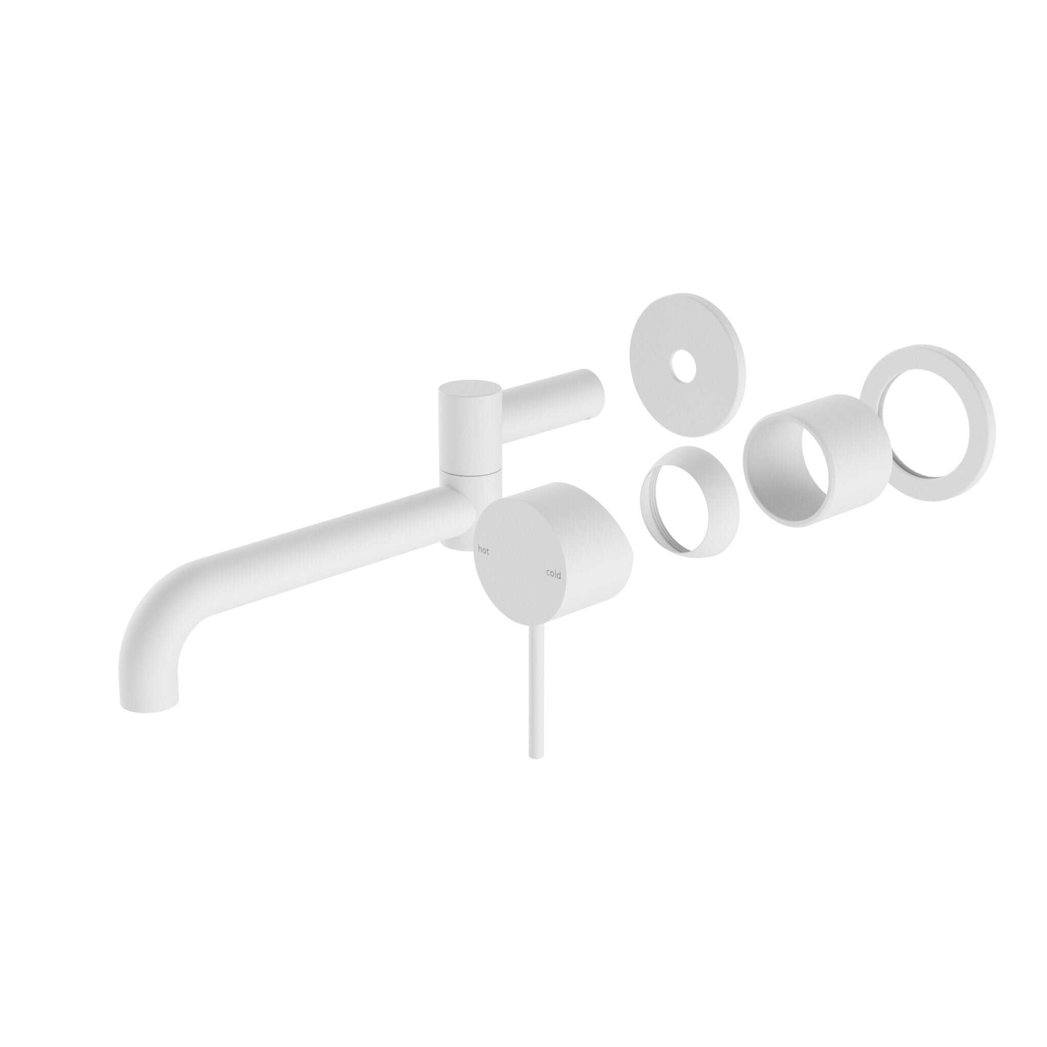 NERO MECCA WALL BASIN/BATH MIXER SWIVEL SPOUT 225MM TRIM KITS ONLY MATTE WHITE