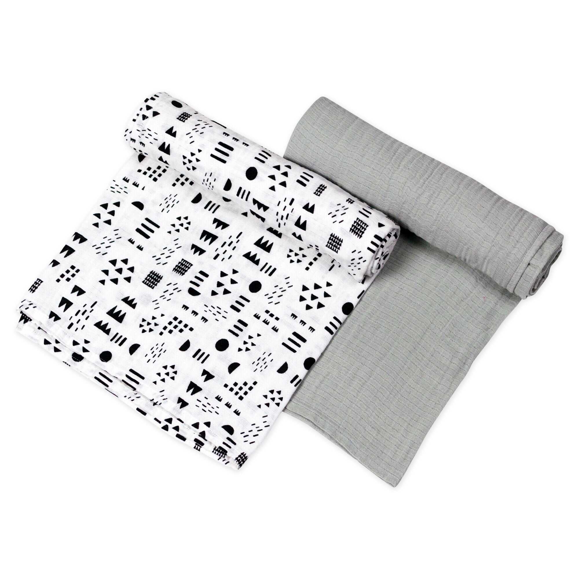 SNUGGLE TIME 2-Pack Organic Cotton Swaddle Blankets Gift Set