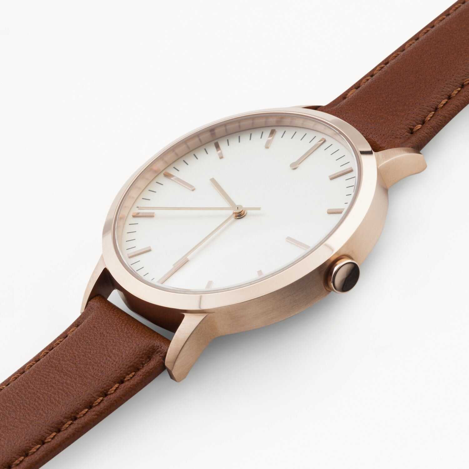 Rose Gold & Tan Watch